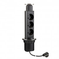 StrongPower prise électrique escamotable, 3x 230V Schuko, noir