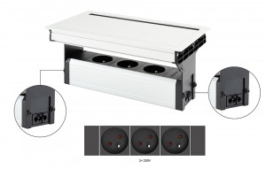VersaFlap Mono 2.0 prise électrique 3x 230V, Française, blanc mat