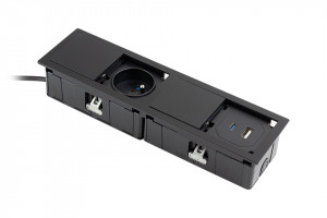 VersaHit Mono combi prise électrique 1x230V, Française, USB A/C, noir mat