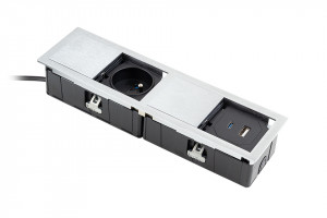 VersaHit Mono combi prise électrique 1x230V, FR, USB A/C, alu brossé