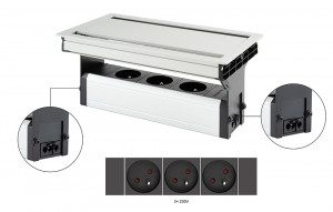 VersaFlap dual 2.0 prise électrique 3x 230V, française, alu anodisé