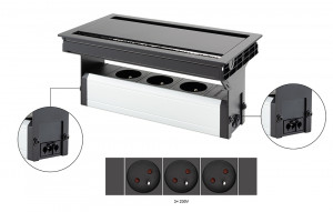 VersaFlap dual 2.0 prise électrique 3x 230V, française, noir mat