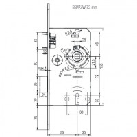 TWIN Serrure a encastrer, pene métal, verrou BB, entraxe 72 mm gauche