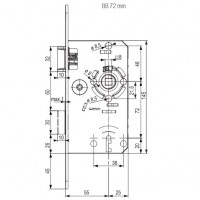 Twin serrure a mortaiser plastique verrou BB/72 mm gauche