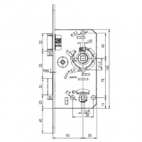 TWIN serrure a encastrer, pene métal, verrou WC, entraxe 78 mm, gauche