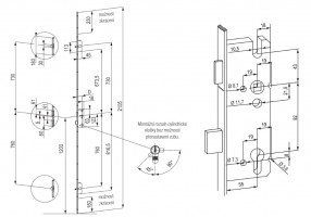 TWIN B2-serrure multipoints avec tenons (3-points)