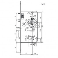 Twin serrure a mortaiser gâche plastique verrou WC/78 mm gauche