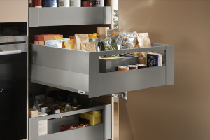 K-BLUM Merivobox, tiroir E boxcap 270mm/40kg, gris clair IG, intérieur, reling