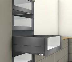 K-BLUM Merivobox tiroir E boxcap 350mm/40kg, gris foncé OG, int., verre