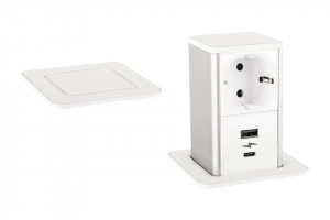 StrongPower PowerUp tiroir, 1x230V, USB A/C chargeur, blanc, Schuko