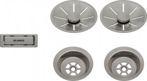 BLANCO 207410 Accessoires ensemble de vidage avec trop-plein évier double Satin