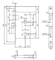 TWIN serrure de porte BMH 1000 PZW/65/72/20/0/9 L