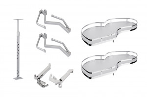 StrongWire étageres d'angle amorties classic 450mm G - fond gris/reling chrome
