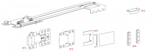 TERNO Spin ensemble de ferrures pour porte pliante, 547mm, 23mm, blanc