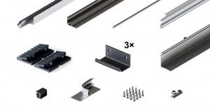 HAWA 31514 Folding Concepta III 20/25 kit de guidage 2 vantaux argenté L