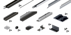 HAWA 31518 Folding Concepta III 20/25 kit de guidage 4 vantaux argenté pour boît