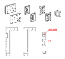 TERNO Fine ensemble complet de profils pour porte int. 1400x2700mm,28mm, argent