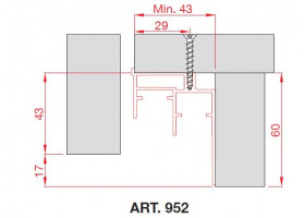 TERNO profil inférieur 952/N 3m alu brossé noir