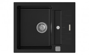 StrongSinks S3 évier granit Vardar 615, 615x500mm avec égouttoir et cuvette noir
