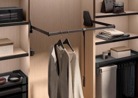 KES Conero, tringle de penderie rabattable, LW 985-1168mm, 15kg, noir