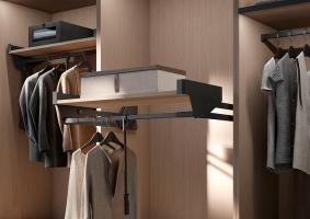 KES Conero, tringle de penderie rabattable avec étagere, LW 995-1188mm, 18kg, no