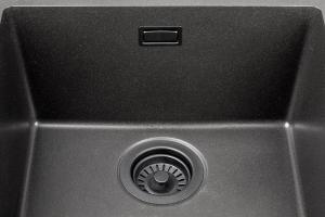 StrongSinks S3 Siphon gain de place pour évier granit, valve passoire noire