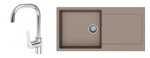 StrongSinks évier granit Zala 1000x500 marron + robinet Garonne U chro