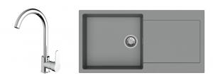 StrongSinks S3 évier granit Zala 1000x500mm gris + robinet Seina chromé