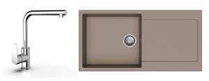 StrongSinks évier granit Zala 1000x500 marron + robinet Stréva L