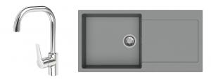 StrongSinks évier granit Zala 1000x500 gris + robinet Garonne U chromé