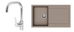 StrongSinks S3 évier granit Zala 860x500 brun + robinet Rhona chromé