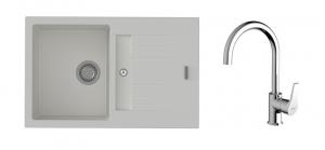 StrongSinks S3 Set dřez Vardar 780 780x500mm granit bílá + Baterie Rhona chrom