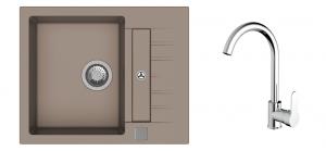 StrongSinks S3 Set sink Vardar 615,615x500mm,gran.brown+mixer tap Seina,chr.