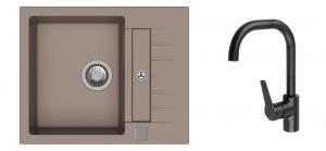 StrongSinks S3 Set sink Vardar 615,615x500mm,gran.brown+mixer tap Garonne,black