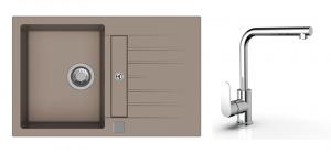 StrongSinks S3 Set dřez Vardar 780 780x500mm granit béžová+ Baterie  Stréva chr.