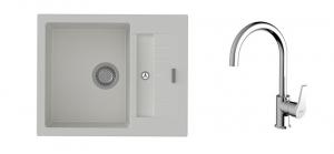 StrongSinks S3 Set sink Vardar 615,615x500mm,gran.white+mixer tap Rhona,chr.