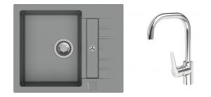StrongSinks S3 Set sink Vardar 615,615x500mm,gran.grey+mixer tap Garonne,chr.