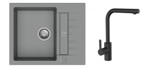 StrongSinks S3 Set sink Vardar 615,615x500mm,gran.grey+mixer tap Ipoly,black