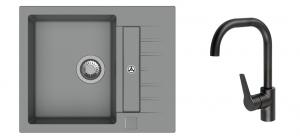 StrongSinks S3 Set sink Vardar 615,615x500mm,gran.grey+mixer tap Garonne,black