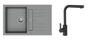 StrongSinks S3 Set dřez Vardar 780 780x500mm granit šedá + Baterie Ipoly černá