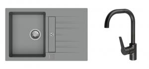 StrongSinks S3 Set dřez Vardar 780 780x500mm granit šedá + Baterie Garonne černá