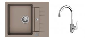 StrongSinks S3 Set sink Vardar 615,615x500mm,gran.brown+mixer tap Rhona,chr.