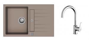 StrongSinks S3 Set dřez Vardar 780 780x500mm granit béžová + Baterie Rhona chrom