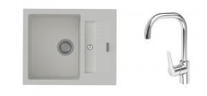 StrongSinks S3 Set sink Vardar 615,615x500mm,gran.white+mixer tap Garonne,chr.