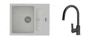 StrongSinks S3 Set sink Vardar 615,615x500mm,gran.white+mixer tap Loira,black