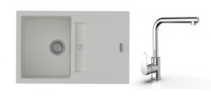 StrongSinks S3 Set dřez Vardar 780 780x500mm granit bílá + Baterie  Stréva chr.