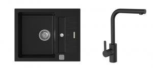 StrongSinks S3 Set dřez Vardar 615 615x500mm granit černá + Baterie Ipoly černá