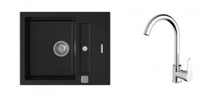 StrongSinks S3 Set sink Vardar 615,615x500mm,gran.black+mixer tap Seina,chr.