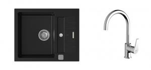 StrongSinks S3 Set sink Vardar 615,615x500mm,gran.black+mixer tap Rhona,chr.
