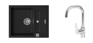 StrongSinks S3 Set sink Vardar 615,615x500mm,gran.black+mixer tap Garonne,chr.